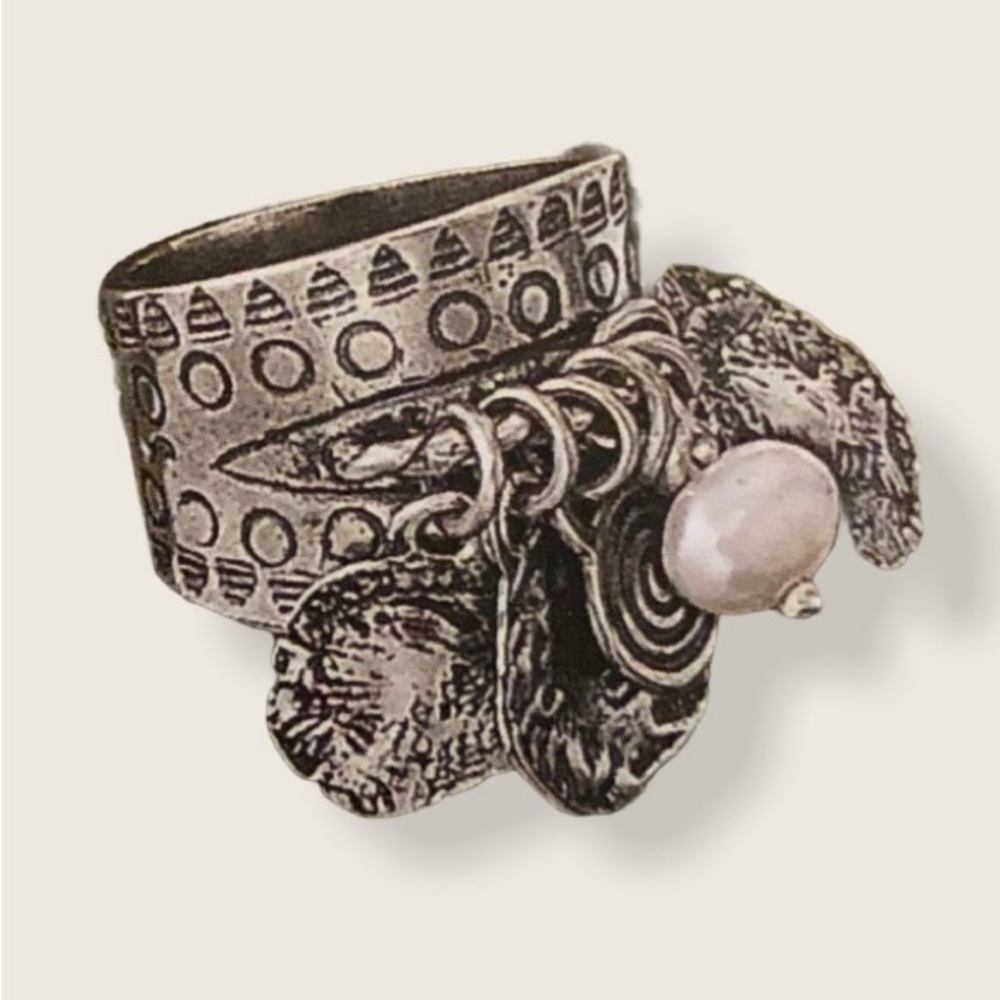 Silpada Cha-Cha Sterling Silver and Freshwater Pearl Ring Size 6